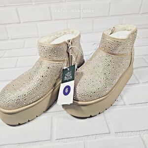 Wild Fable Womens Missy Platform Booties with Memory Foam Insole Beige Brown 6M